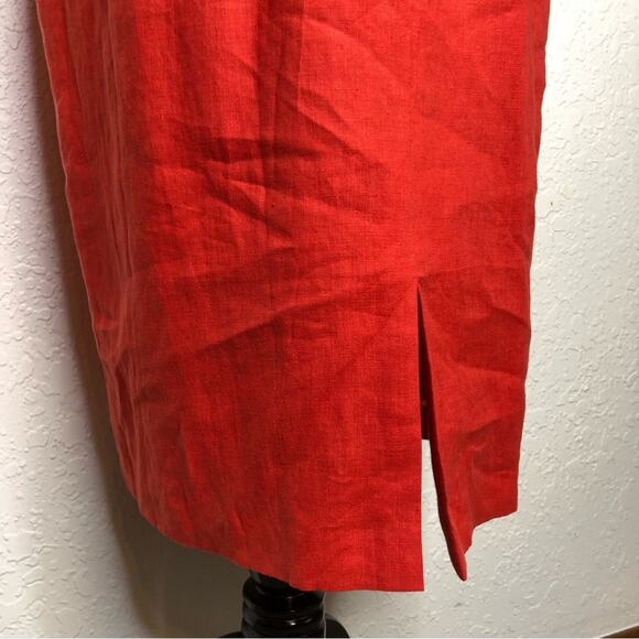 Lafayette 148 New York red orange faux wrap linen midi dress size 14 NWT - Picture 9 of 13